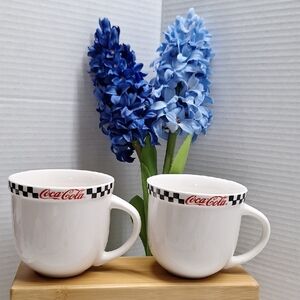#ACG Coca Cola White Mugs with Checkered Design